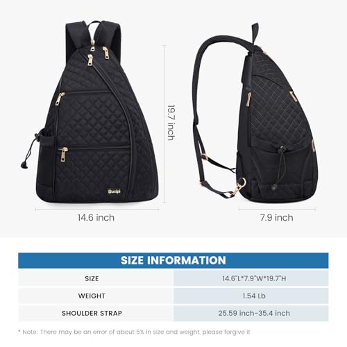 Women's Pickleball Backpack - Quilted Crossbody Sling Bag for Tennis & Pickleball Paddle - color: Navy Blue, size: Large