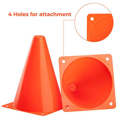 CARTMAN Plastic Training Cones (Set of 12/24 Pack 9" or 12/24 Pack 7" or 12/24 Pack Disc Cone) Agility Soccer Cones, Indoor Outdoor and Festive Events Field Marker Agility Cones