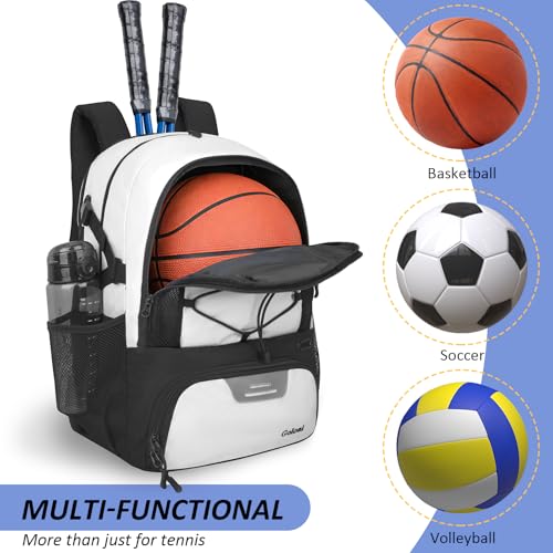 Goloni Tennis Backpack, Tennis Bag with Fence Hook & Ventilated Shoe Compartment, Holds 2 Tennis Rackets