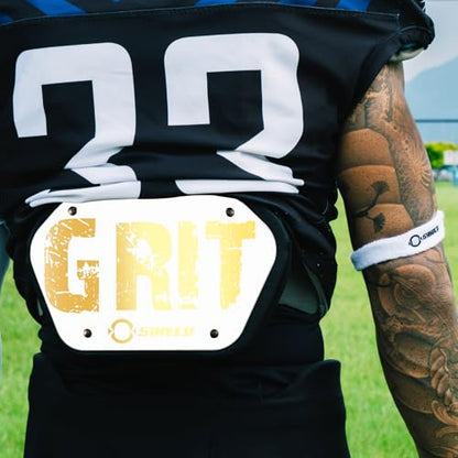 O Shield Golden Cross Chrome Football Back Plate, Lower Back Pads for Football Players, Rear Protector, Cross Series - size: Youth (Weight less than 180 Pounds), style: Grit White