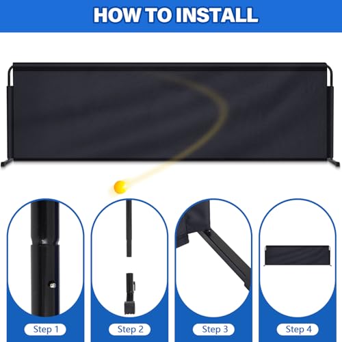 2 Pcs 92" x 27.5" Table Tennis Baffle Barrier Table Tennis Field Fence 420d Oxford Cloth Court Surround Barrier Block for Quicker and Easier Pick Up - color: Black