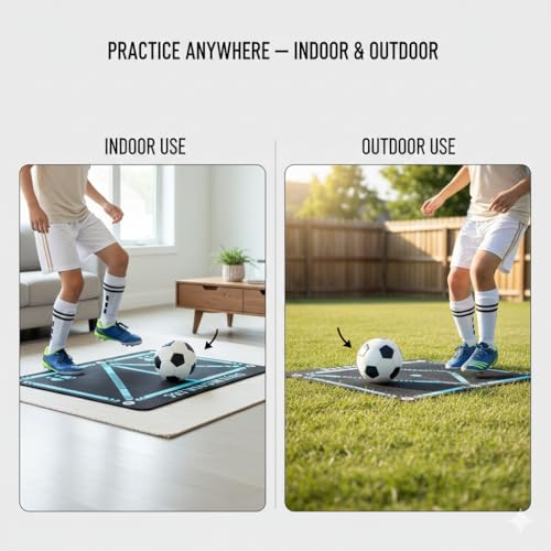 Football Footstep Training Mat – Soccer Agility Mat Non-Slip Silent Indoor & Outdoor Footwork Equipment for Speed Coordination & Ball Control