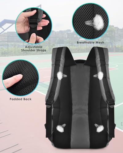 BROTOU Basketball Backpack, Large Basketball Bag with Shoes and Ball Compartment, Soccer Backpacks for Basketball/Volleyball - color: Dark Grey