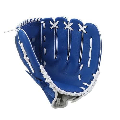 10.5/11.5/12.5 Inch Synthetic Leather Baseball Mitt - Left Hand Deep Pocket Design for Infield Practice, Beginner Softball Glove - color: Blue, size: Large