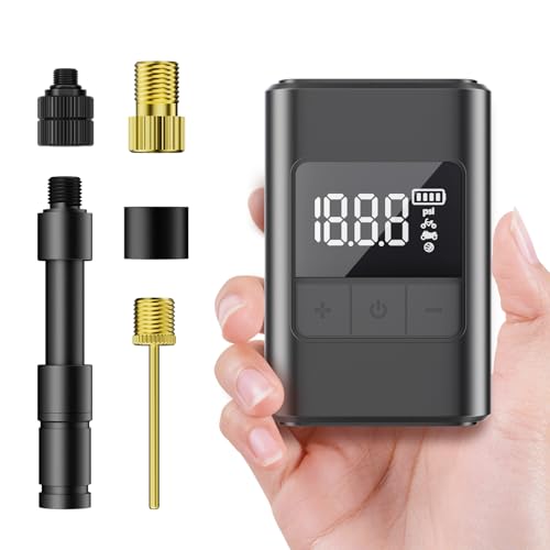 160PSI Electric Mini Bike Tire Pump Portable, Fast Bicycle Pump with Digital Display Pressure Gauge, Air Pump for Mountain Bike, Moto and Balls