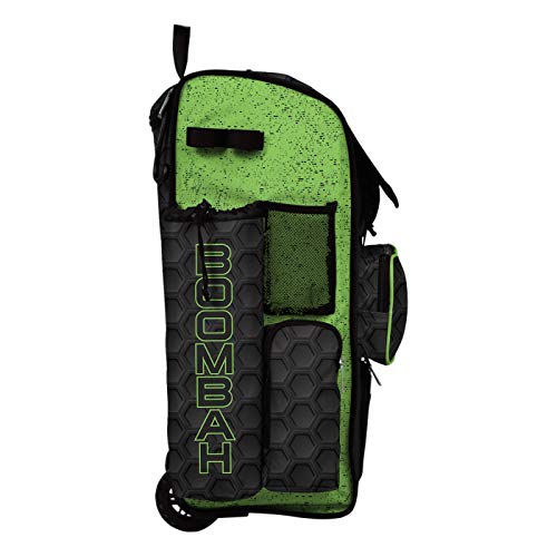 Boombah Rolling Superpack 2.0 3DHC Baseball/Softball Gear Bag - 23-1/2" x 13-1/2" x 9-1/2" - Multiple Colors - Telescopic Handle and Holds 4 Bats - Wheeled Version - color: Black/Lime Green