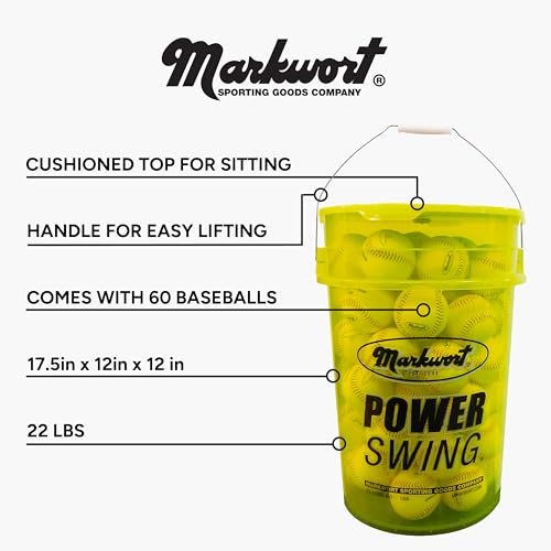 Markwort Power Swing Bucket with 5 dozen S92 Practice Baseballs
