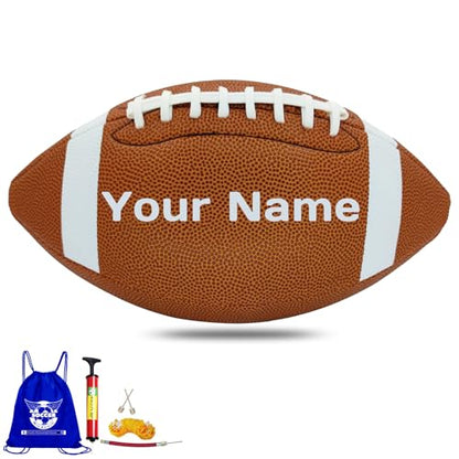 Personalized Football - Customize Your Name, Logo, Text on Great Grip Composite Leather Ball - Gift for Youth, Men, Women - color: Brown, size: Youth Size 6