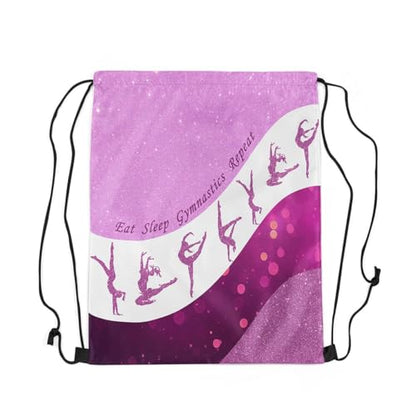 Castle Fairy Gymnastics Dance Drawstring Backpack 13"X16" Cheerleading Yoga Lover Sackpack for Gym Sports Purple Glitter Print Water Resistant String Bag for Women Men - color: Purple 11