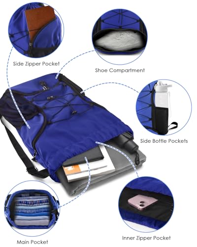 BROTOU Soccer Bags, Football Backpack, Volleyball Bag, Drawstring Soccer Backpack with Ball and Shoe Compartment - color: Blue