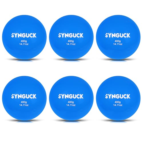 SYNGUCK 4/6 Pack Weighted Plyo Balls Set for Baseball & Softball Training - Improve Power, Pitching, Hitting - Perfect for Yoga, Fitness, Plyometrics - All Skill Levels - style: Light Blue(14oz)
