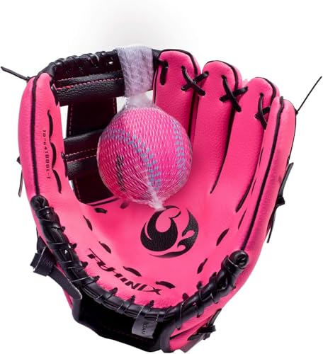 PHINIX Baseball Glove Tee Ball Mitts with Soft Ball for Kids Play & Training 8.5"-10" - color: Pink, size: 10"Right Hand Throw