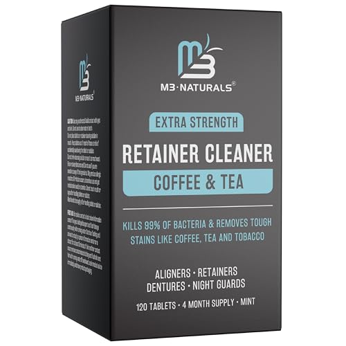 Coffee and Tea Retainer Cleaner Tablets, Removes Odors, Stains, and Plaque, 4-Month Supply, Denture Cleanser for Caffeine Enthusiasts, 120 Tablets by M3 - size: 120 Count (Pack of 1)