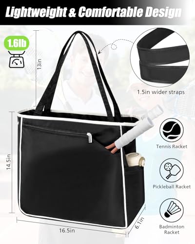 Tennis Tote Bag for Women, Lightweight Waterproof Tennis Racket Bag Holds 2 Rackets, Pickleball Bag, Large Sports Tote