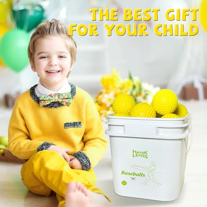 24 Pack Bucket of Dimpled Baseballs for Pitching Machine - Practice Balls for Hitting and Fielding, Rubber Baseballs for Hand-Eye Coordination