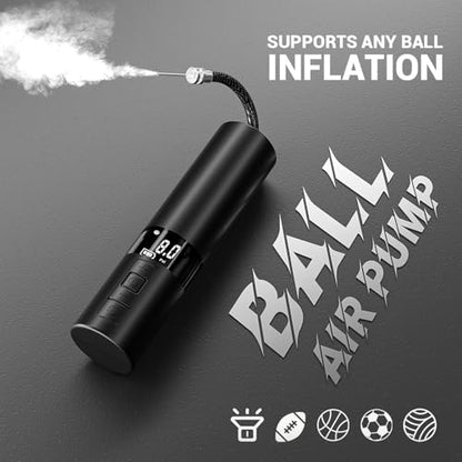 Electric Balloon Pump, Portable Battery-Powered Balloon Pump with LCD Display and Needle, 12 PSI Mini Air Pump, Suitable for Basketball, Soccer, Volleyball, and Rugby Balls.