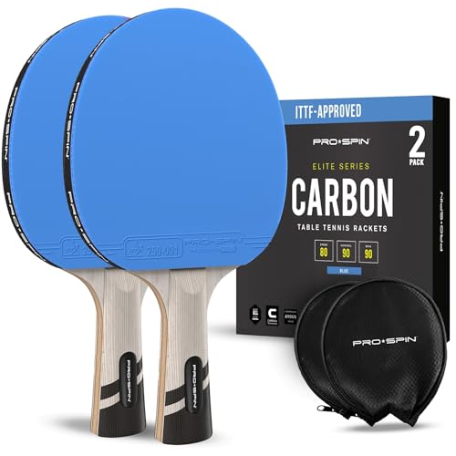 PRO-SPIN Ping Pong Paddles – ITTF Approved Professional Table Tennis Rackets with Carbon Fiber for Superior Control | 7-Ply Blade, Premium Rubber, 2.0mm Sponge