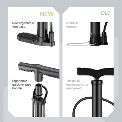 Bike Pump Floor, Advanced Bike Tire Inflator, Bicycle Hand Air Pump with Dual Presta and Schrader Valves, Handheld Pump, Suitable for Road and Mountain Bikes, Baby Stroller, Balls - style: Portable