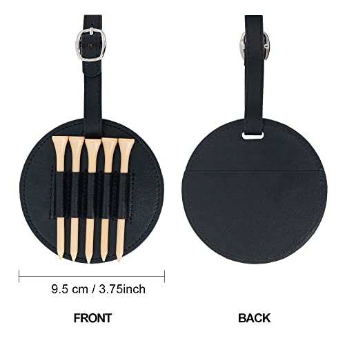 Leather Golf Tees Holder with 5 PCS Wooden Golf Tees 3-1/4 Inch Hook to Golf Bag Belt Clip for Golf Bag
