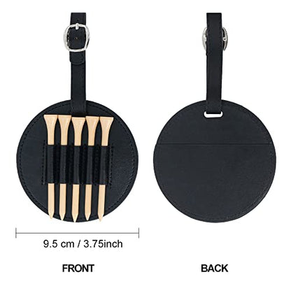 Leather Golf Tees Holder with 5 PCS Wooden Golf Tees 3-1/4 Inch Hook to Golf Bag Belt Clip for Golf Bag