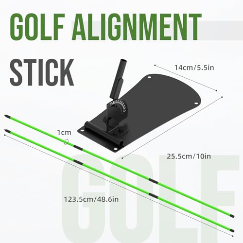 Adjustable Golf Alignment Rod Holde with Angle Base - A Swing Plane Training Aid for Practice Ranges, A Golf Practice Rod Locator for Correcting Posture
