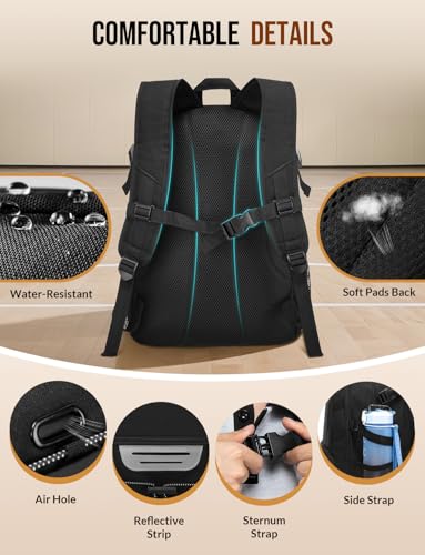 Basketball Backpack with Shoe Compartment Large Basketball Bag with Ball Holder for Men Women Gym Backpack fit Volleyball Football for Sports Travel Gym - Black - color: Black
