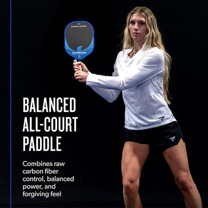 Paddletek Phoenix Talon – 14mm Pickleball Paddle – Raw Carbon Fiber Face – Balanced Control & Spin – Polypropylene Honeycomb Core – USAPA Approved Pickle Ball Paddle – 5.25 Inch Handle - color: Riptide