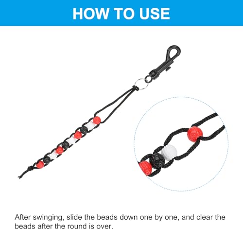 Golf Beads Score Counter, Golf Stroke Counter Beads with Clips Golf Accessories for Women Men Golfer Strokes Count, Red/Black/White