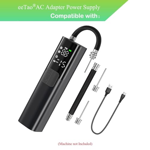 5V AC/DC Adapter + USB C Charging Cable Compatible with Pumteck MY01 Electric Ball Pump Volleyball Pump, Basketball Inflator, Football & Soccer Ball Air Pump Power Supply Cable Cord