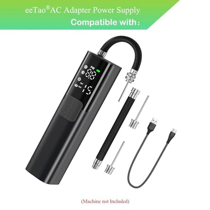 5V AC/DC Adapter + USB C Charging Cable Compatible with Pumteck MY01 Electric Ball Pump Volleyball Pump, Basketball Inflator, Football & Soccer Ball Air Pump Power Supply Cable Cord