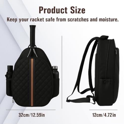 Tennis Bag – Large Capacity Racket Bag for Tennis, Pickleball & Badminton – Water-Resistant & Lightweight - color: BLACK