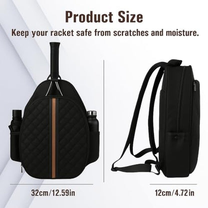 Tennis Bag – Large Capacity Racket Bag for Tennis, Pickleball & Badminton – Water-Resistant & Lightweight - color: BLACK