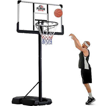 Portable Basketball Hoop 10 ft Adjustable - 44in Shatterproof Backboard - Basketball Goal System 8-10 ft Adjustable Basketball Hoop for Kids/Adults Indoor Outdoor Weatherproof Fillable Base