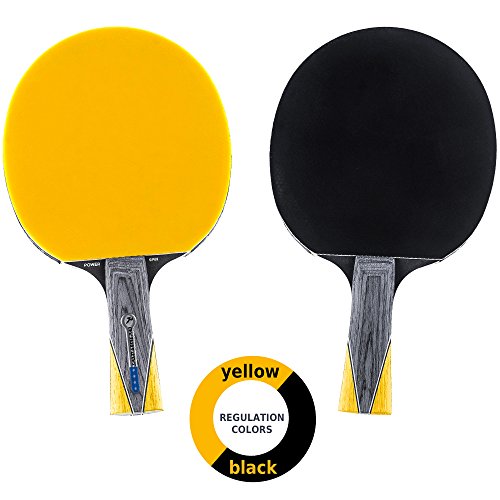 Ping Pong Paddle with Killer Spin + Case for Free - Professional Table Tennis Racket for Beginner and Advanced Players - Improve Your Ping Pong Skills with JT Ping Pong Paddle Set - color: Yellow