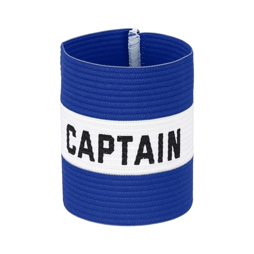 Captain Armband Soccer Captain Arm Bands Elastic Adjustable Leader Armbands Team Sport Rugby Player Band for Football - color: Blue/White, size: 4.1x3.4 Inch