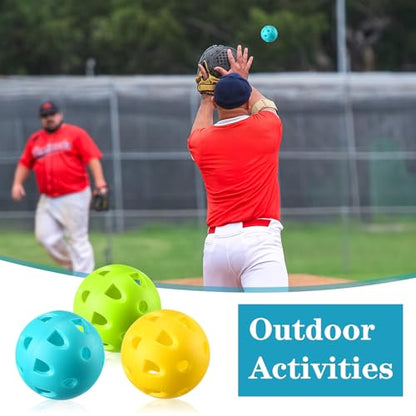 VioraWhite 48 Pack Mini Practice Baseballs 1. 65 Inch Small Baseball Training Lightweight Hollow with a Drawstring Bag for Hitting, Batting Training Use - color: Green,Yellow，blue,