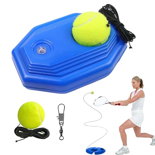 Tennis Practice Rebounder, Tennis Trainer Ball with String Set, Solo Tennis Trainer Rebound Ball with Weighted Base for Beginners, for Wall Drills & Parks Or Backyard Training - color: Blue-Square