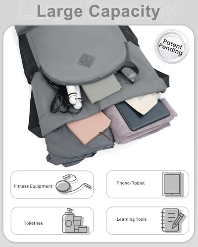 RHDZO Drawstring Backpack Gym Backpack with Shoe Compartment for Men Women String Sports Bag with Wet Pocket Cinch Swim Beach Bag, Large Gray - color: Large Gray