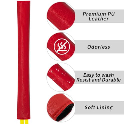 Golf Alignment Stick Cover Premium Leather Perfect Cover for Alignment Sticks Classic Blank Direction Rod Design Alignment Sticks Holder Golf Club Protector Holds 2 Sticks. - color: Red