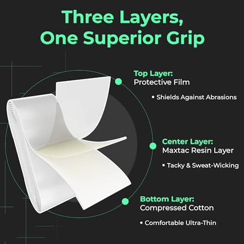ADV MaxTac Tacky Tennis Overgrip - 12 Pack Extremely Sticky Non-Slip Tennis Grips Overgrip - Razor-Thin & Easy to Use Pro Tennis Racquet Grip Tape, White - color: 12-Pack White