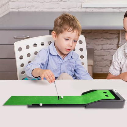 Tbest Ball Return Putting Mat Automatic Ball Return Putting Green Mini Trainer with Thick Rubber Non Slip Bottom for Indoor Home Office Practice