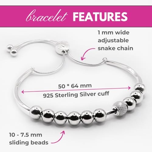 Golf Stroke Counter Bracelet – 925 Sterling Silver Adjustable Bangle for Ladies | One-Hand Operation | Stylish Golf Gift for Her | Waterproof Golf Jewelry | Elegant Golf Accessories for Women