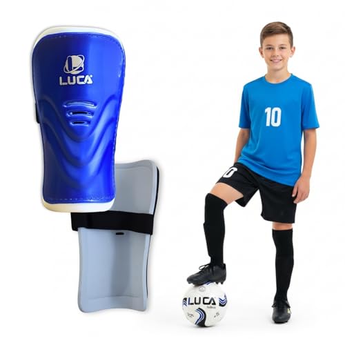 LUCA Sports Soccer Shin Guards for Youth & Adults - Superlight Shin Guards for Boys, Girls, Men & Women - (2) Shinguard Set - color: Blue, size: Medium