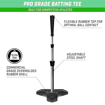 GoSports Baseball & Softball Pro Batting Tee with Heavy-Duty Tripod Base Design and Adjustable Height