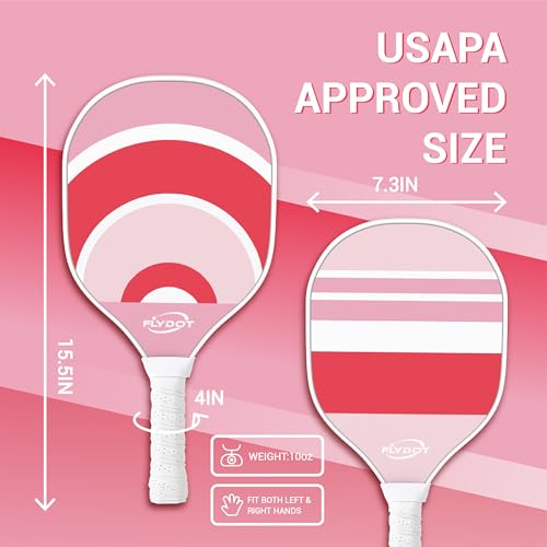 Pickleball Paddles Set of 4,USAPA Approved,4 Indoor&Outdoor Pickleball Balls, Carrying Bag, 4 Cooling Towels,4 Pack Paddles,Pickleball Paddles Pack Gifts for Beginner&Pro - color: Pink White Cute