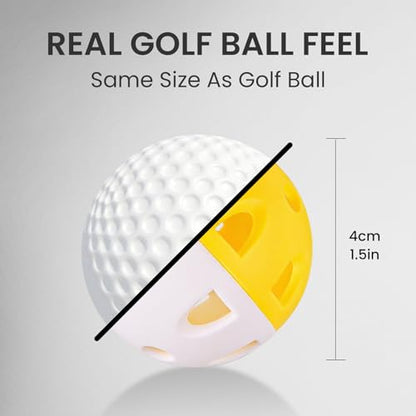 Weighted Practice Golf Balls Plastic Value 50 Pack with Bucket, Limited-Flight & Colorful Training Balls for Indoor Outdoor Backyard Use, Durable Easy-to-Find Balls