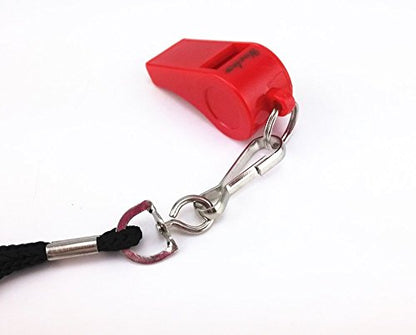 yueton Plastic Coach Whistles with Lanyard, Pack of 6 - color: Red