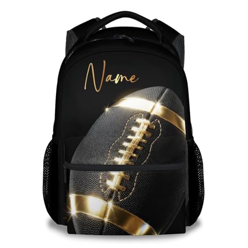 Personalized Backpack for Boys - 17 Inch Football Backpacks for Kids Age 8-12, Toddler Sport School Bag with Adjustable Shoulder Strap for Kindergarten Elementary - color: Brown