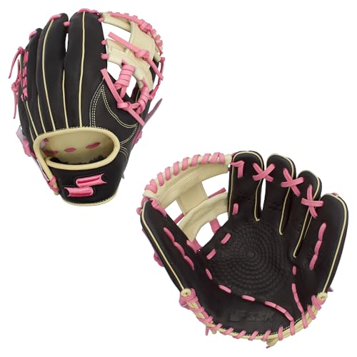 SSK Z5 Craftsman Infield Baseball Glove – 11.25” - 11.5” - 11.75” - 12” – Right & Left Hand Throw - color: Black/Camel/Pink, size: 11.5" - Right Hand Throw