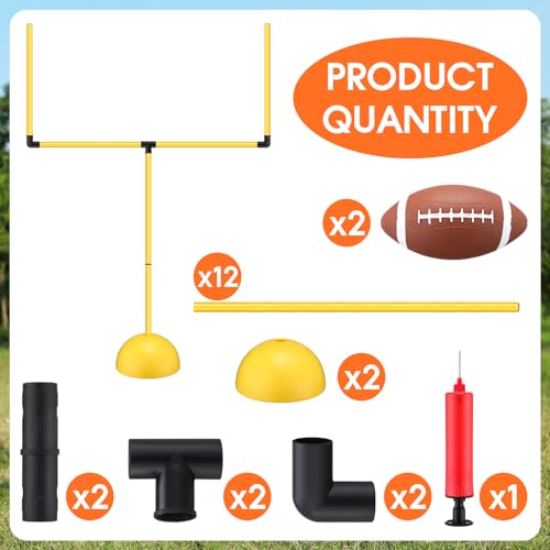 Realspring Football Goal Post 6 x 4 ft Goal Post with Foldable Bucket and Mini Inflatable Football Kicking Tee and Pump for Sports(2 Sets)